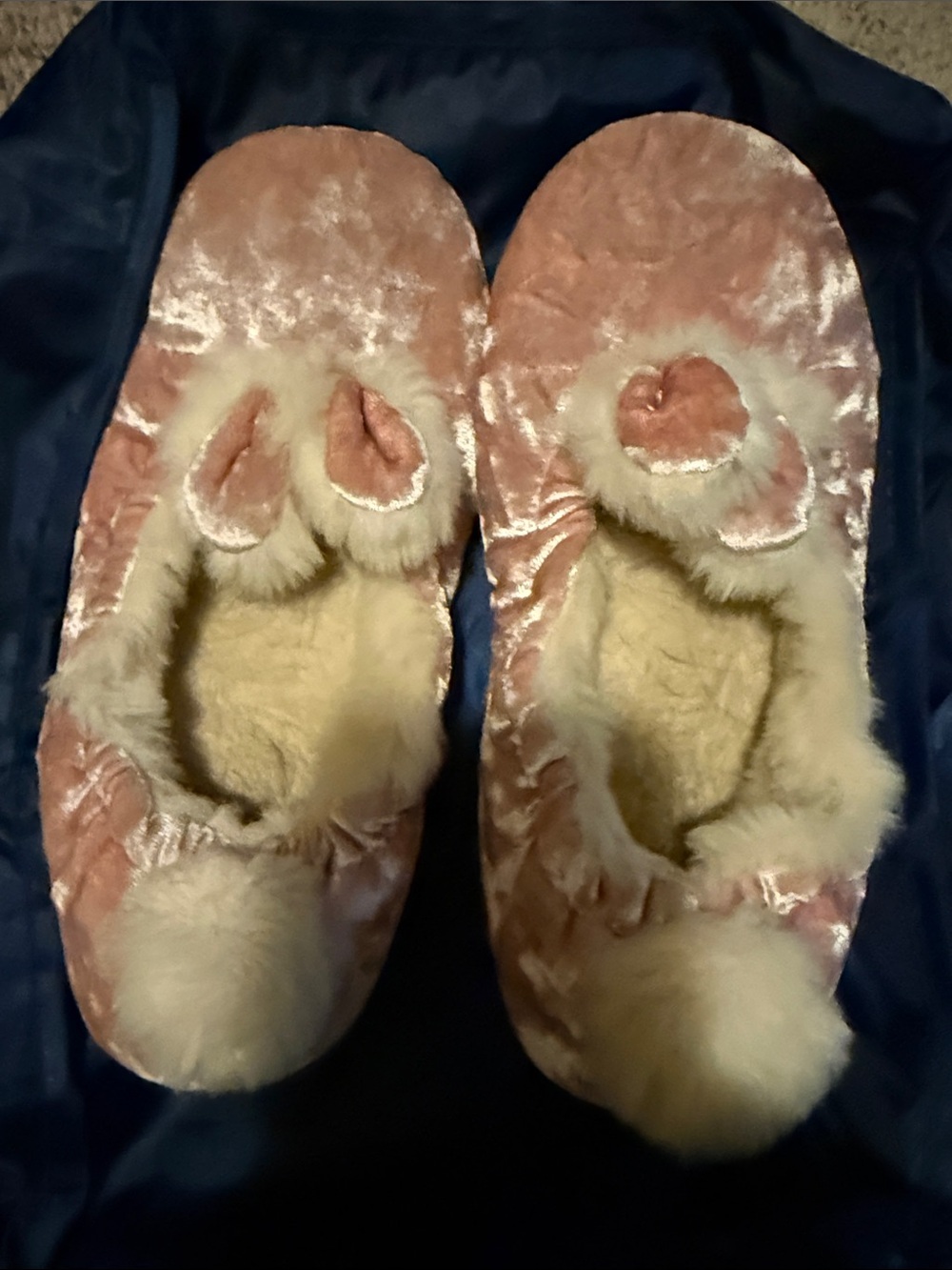 Mini Boden 35/ or Big Kids 3 Plush Pink Faux-Fur bunny Slippers